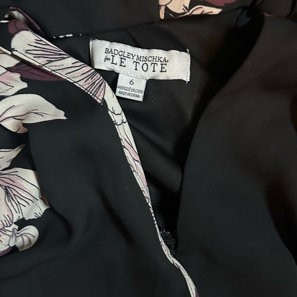 Badgley Mischka Le Tote Size 6 Floral Ruffle Midi Dress - Picture 4 of 4